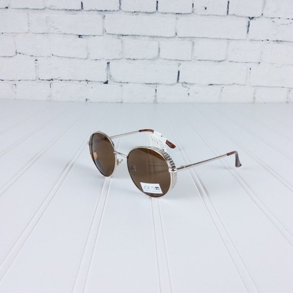 Joe\'s Jeans Round Rhinestone Edge Sunnies Gold